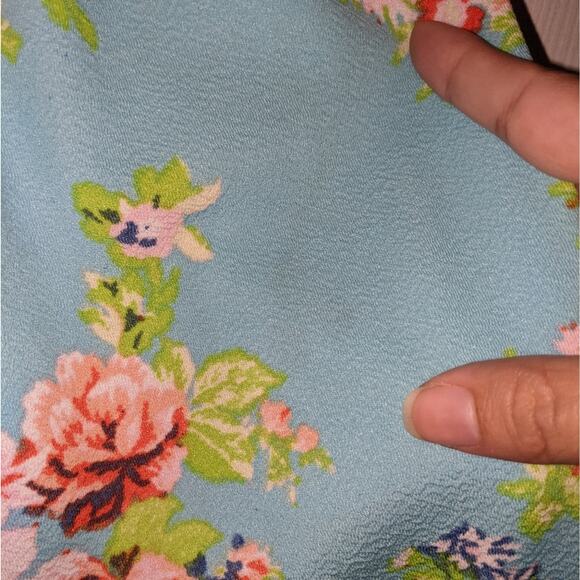 No Boundaries Spring Blue Pink Floral Roses Padded Juniors Strap Dress L 11-13 - Picture 13 of 16